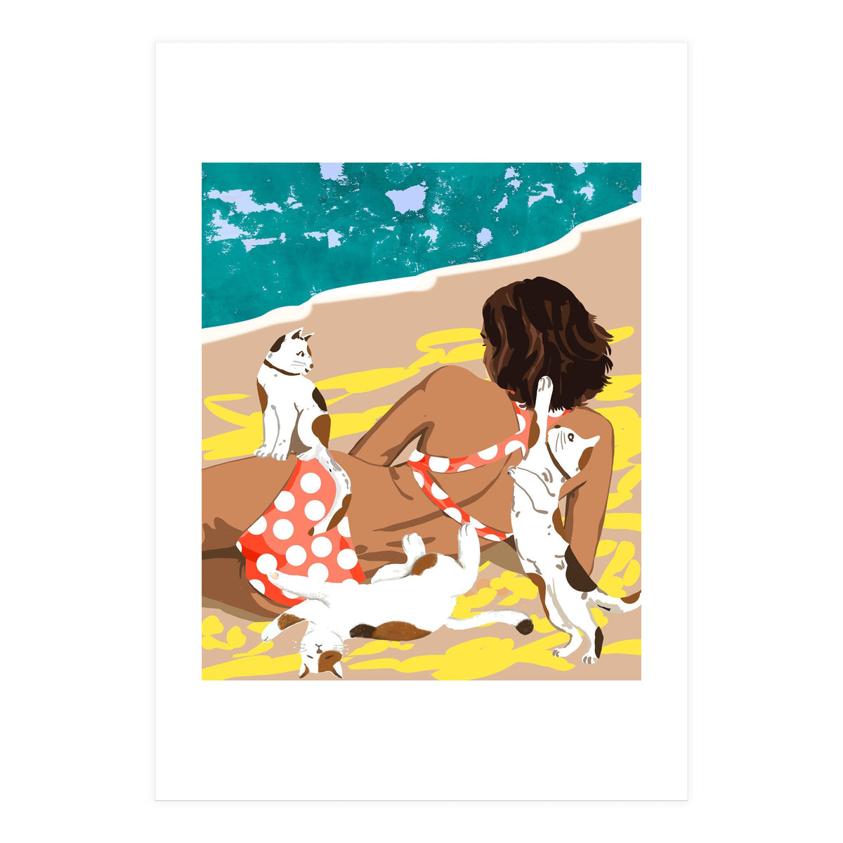 Cat Mom On The Beach (Print Only)