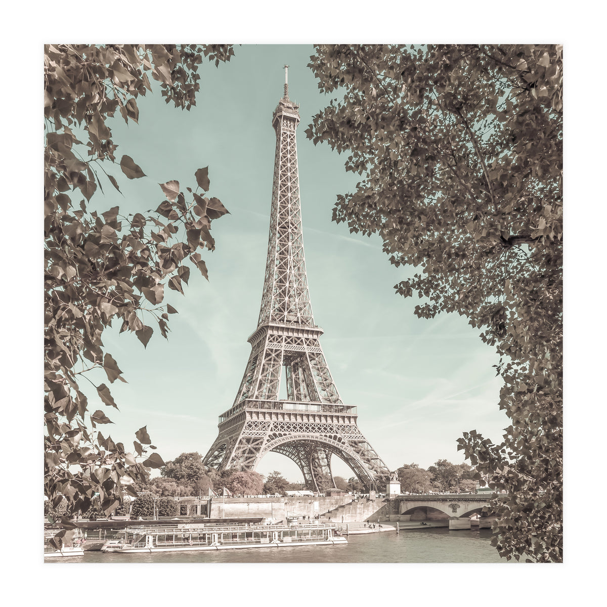 PARIS Eiffel Tower & River Seine | urban vintage style (Print Only)
