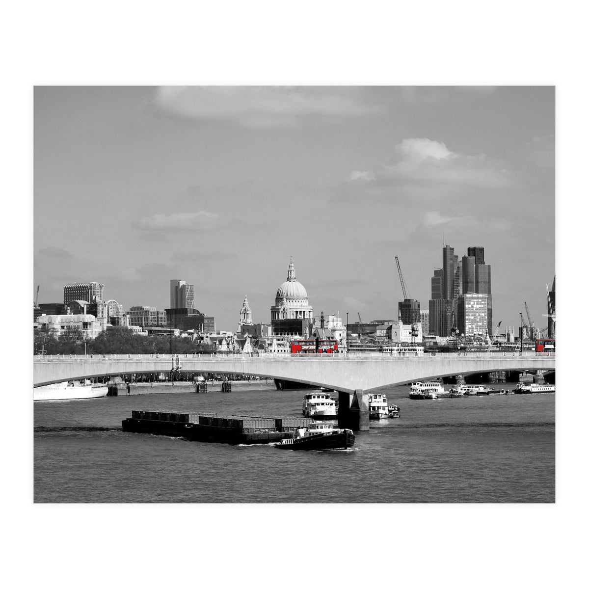 Red Buses London Thames (Print Only)