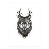 Deer Wolf Bw (Print Only) thumbnail