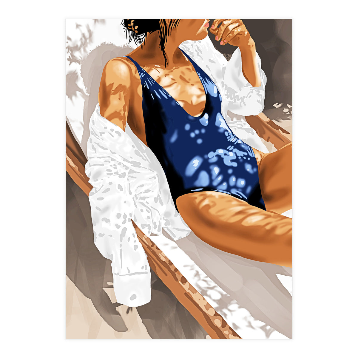 Girls Just Wanna Have Sun Painting, Woman Fashion Swim Beach Vacation Travel Summer Illustration (Print Only)