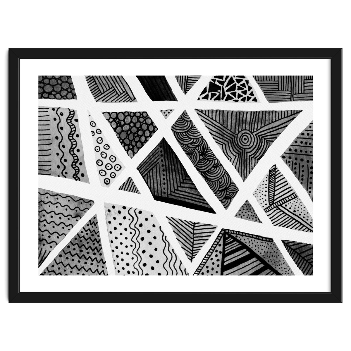 Geometric doodle pattern in black and white