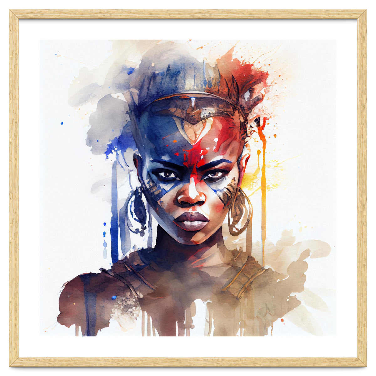 Watercolor African Warrior Woman #1