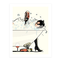 Catwoman in the Bath, funny Bathroom Humour (Print Only)