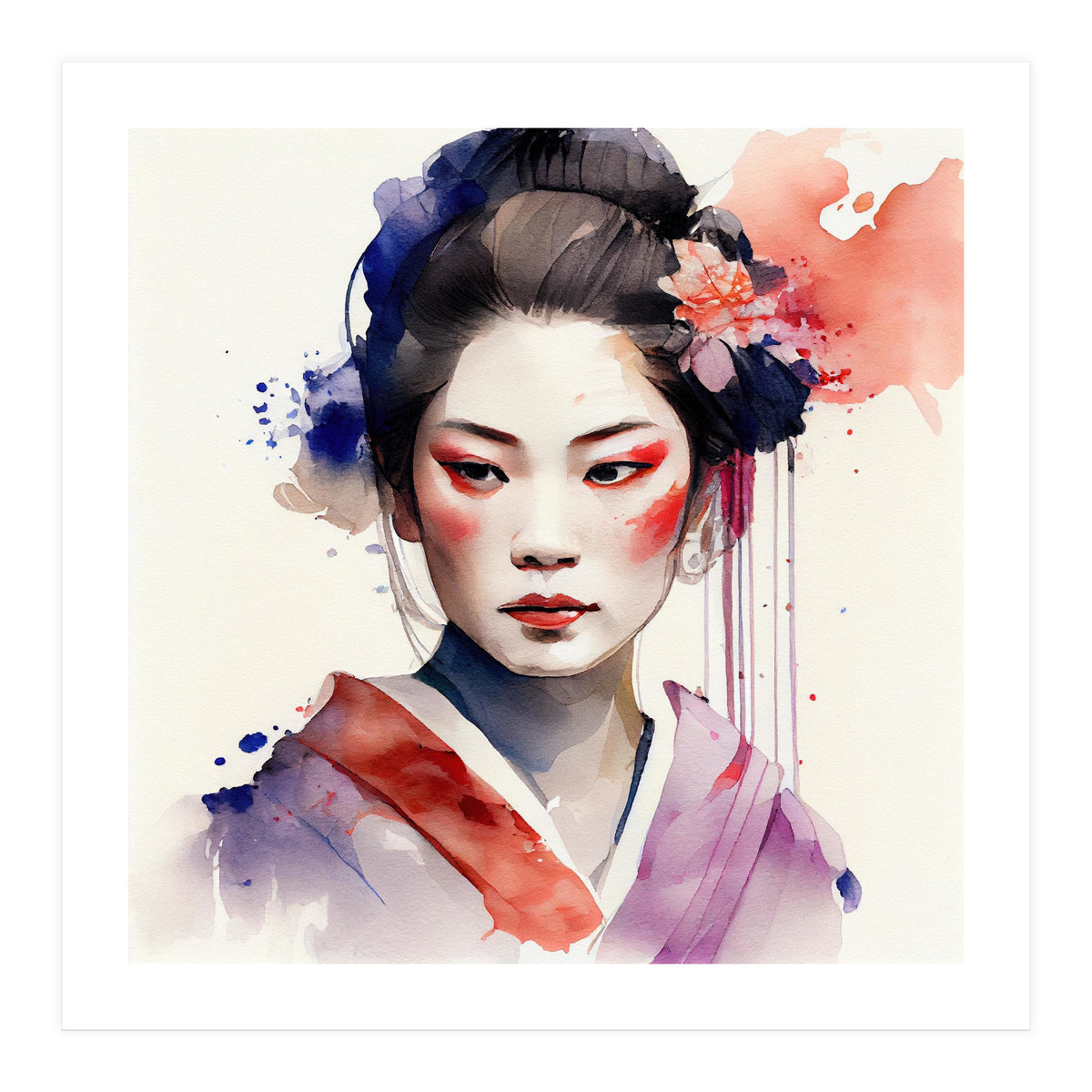 Watercolor Modern Geisha #3 (Print Only)
