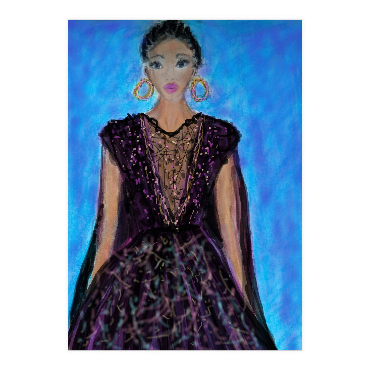 A LADY  WEARING A MAGICAL GOWN (Print Only)