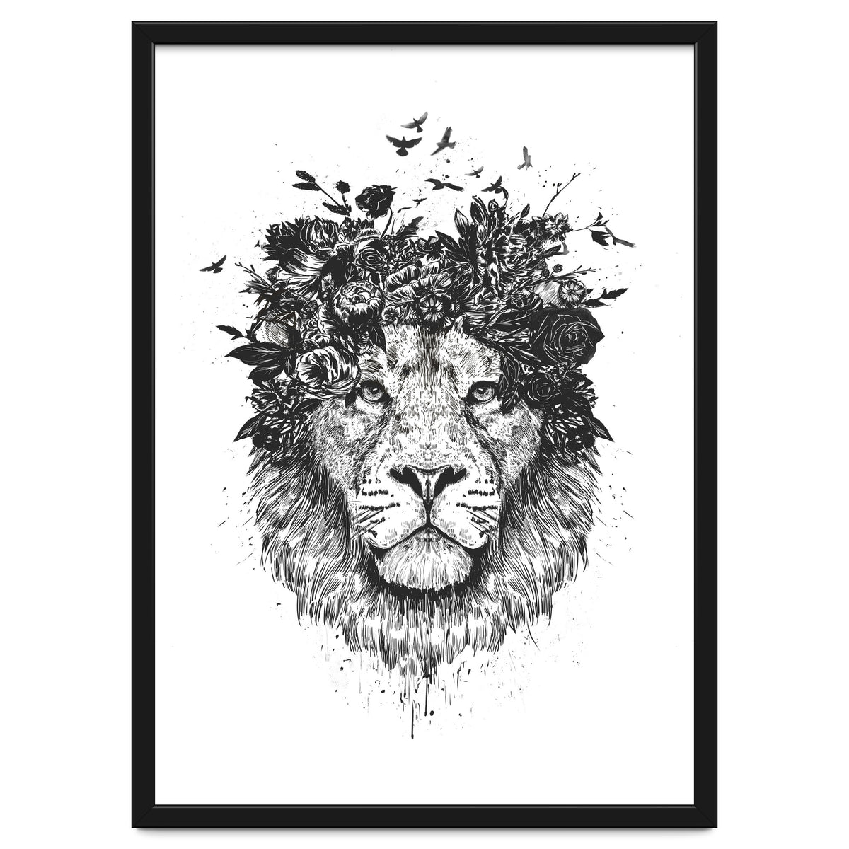 Floral Lion Bw
