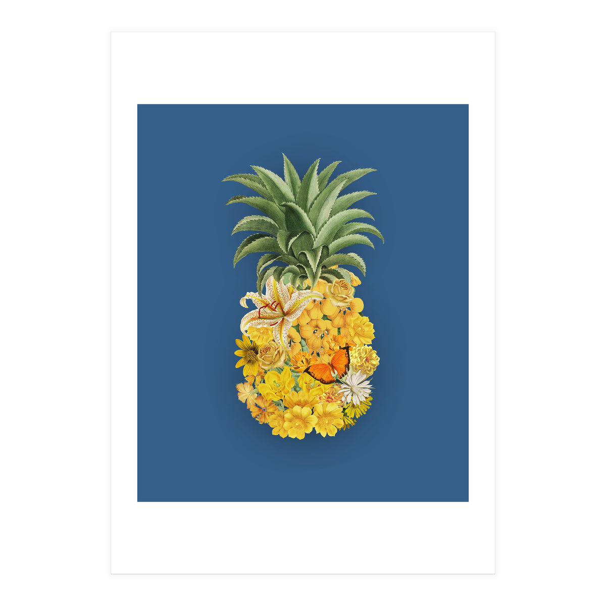 Pineapple Floral Blue (Print Only)
