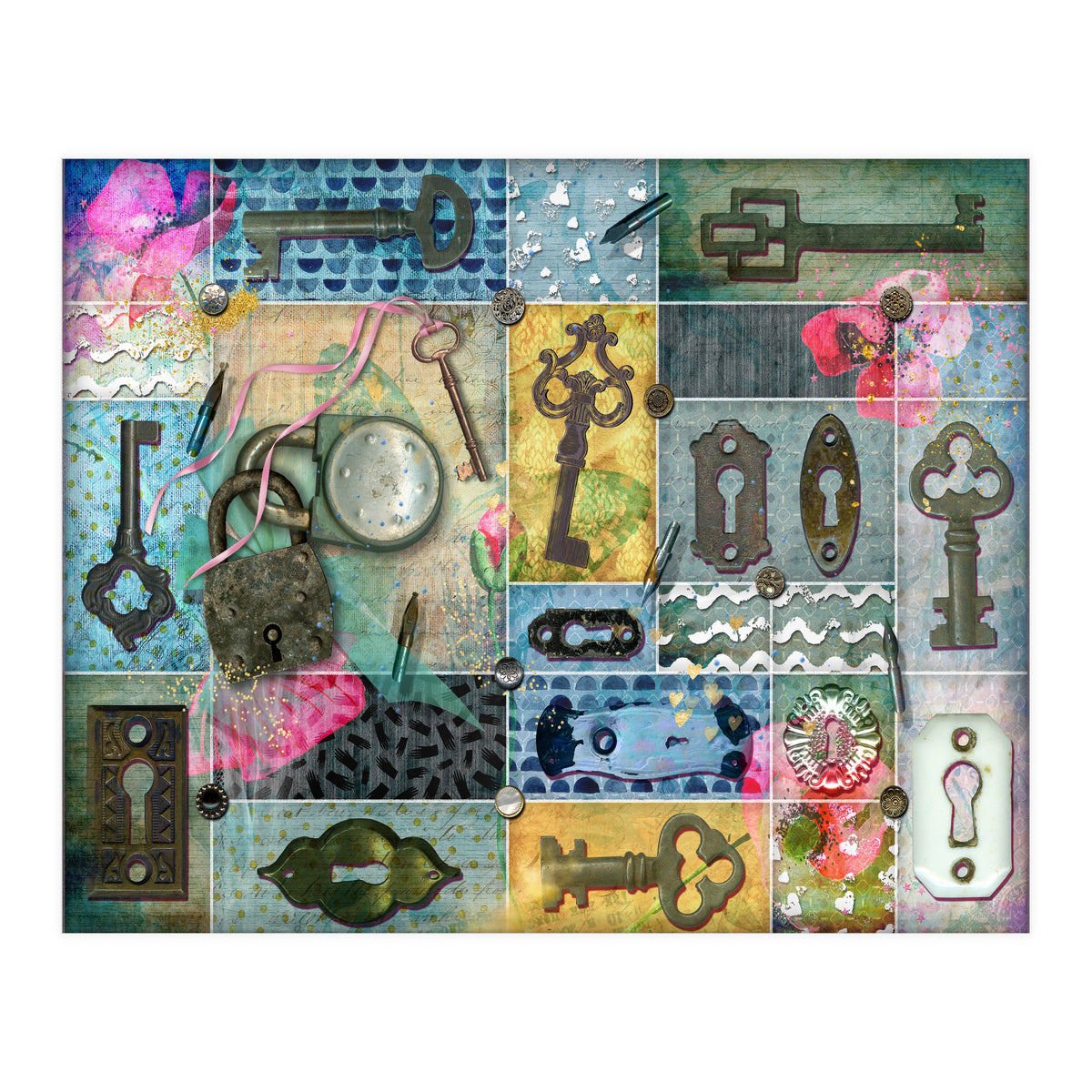 Vintage Key Collage (Print Only)