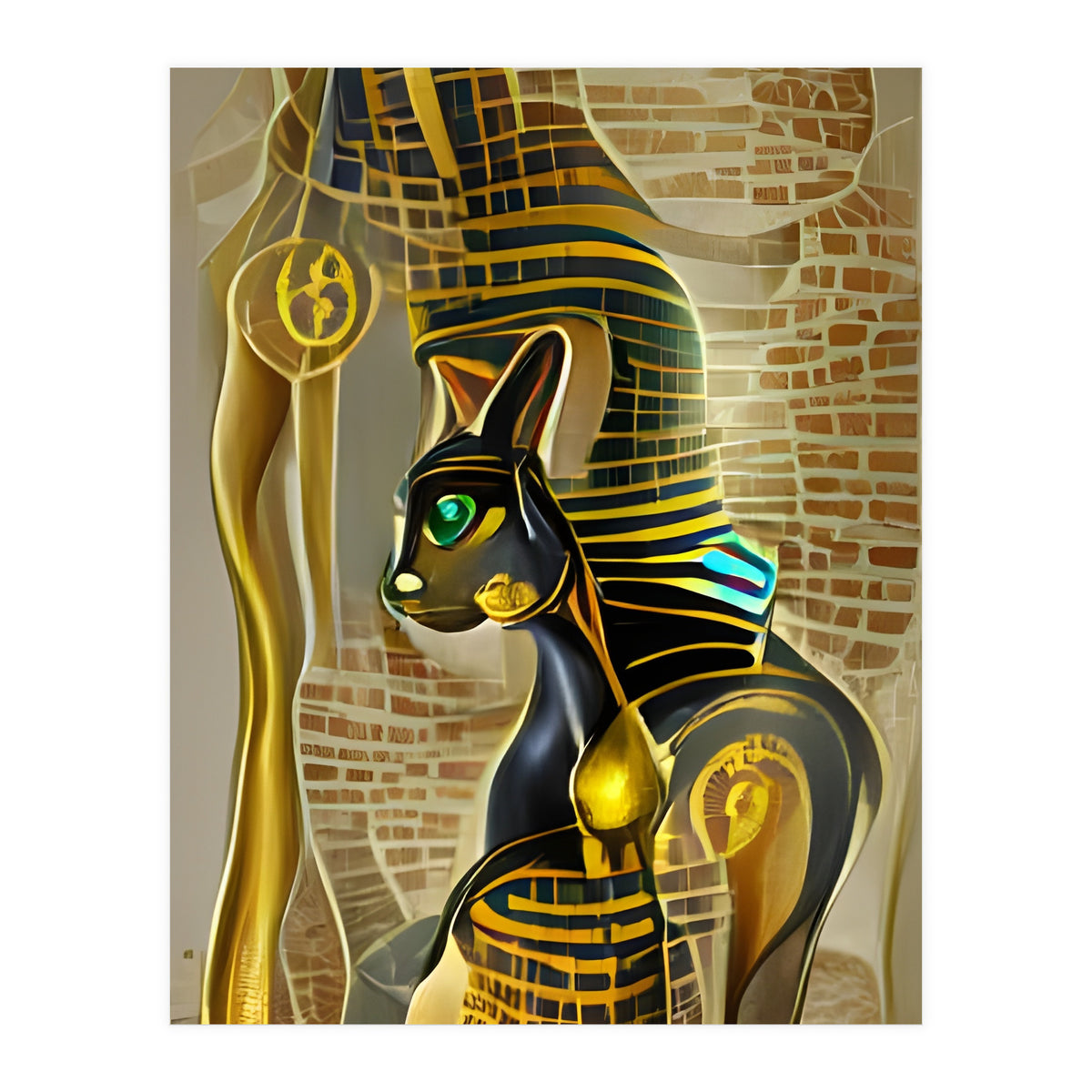 Ancient Egyptian Cat Goddess Bastet AI Art (Print Only)