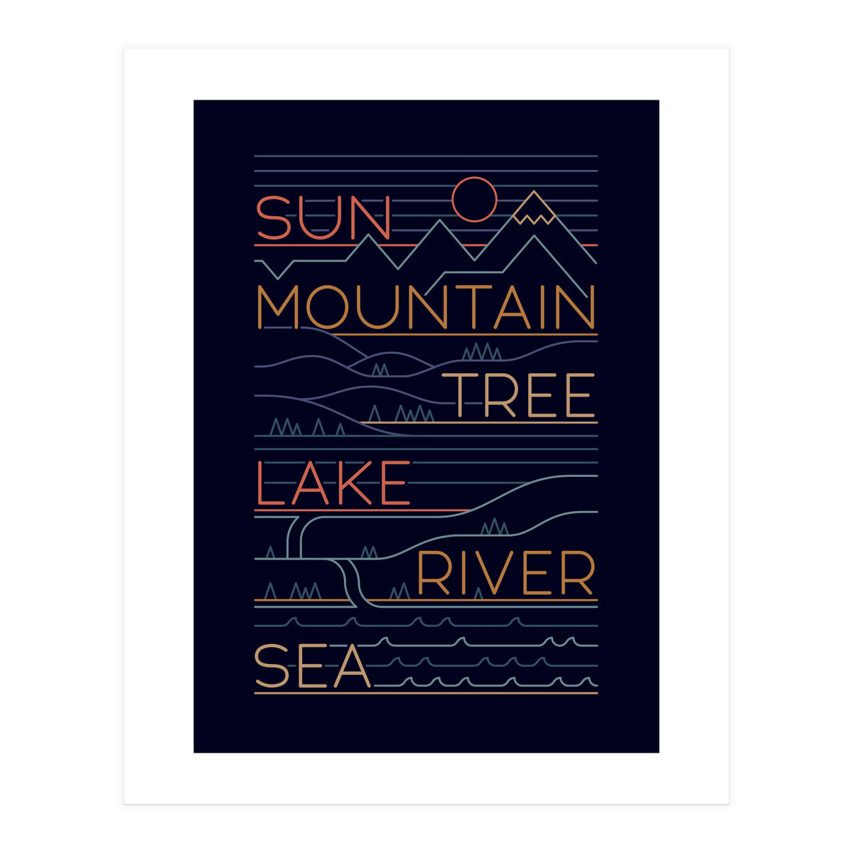 Sun, Mountain, Tree (Print Only)