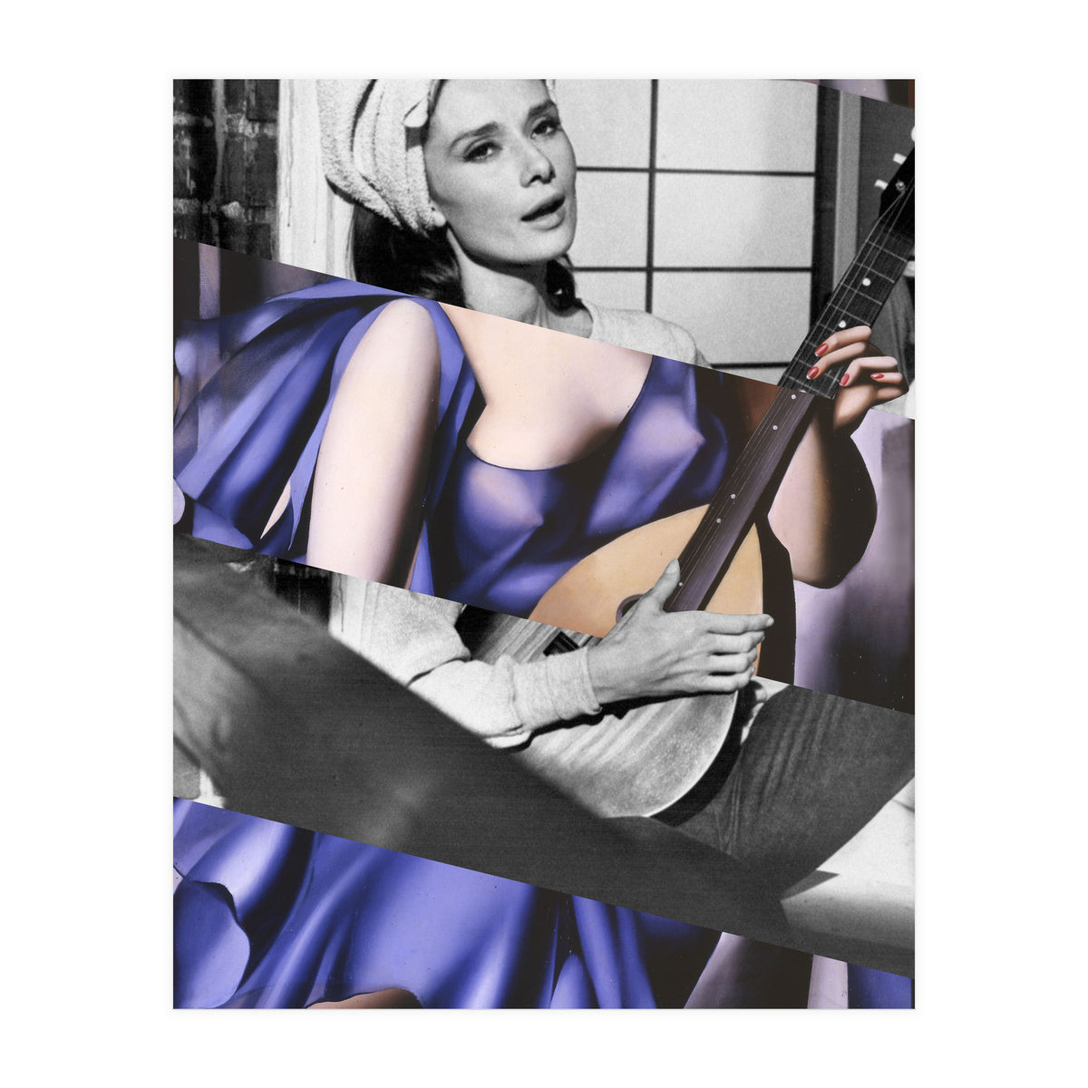 Tamara De Lempicka's Blue Woman with a Guitar & Audrey Hepburn in Breakfast at Tiffany's (Print Only)