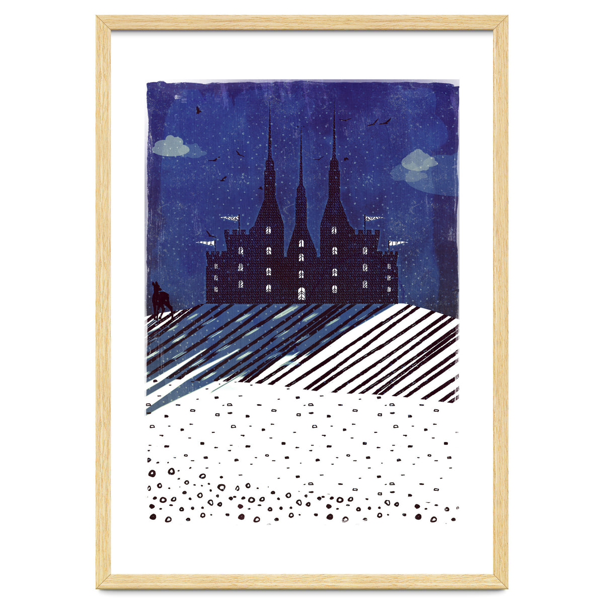 Castle on the hill at night