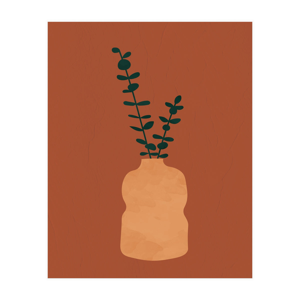 Terracotta Earth Tones Wall Decor Pottery Plant II (Print Only)