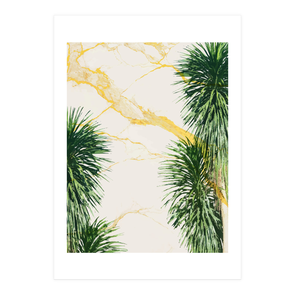 Gold marble texture with palm tree (Print Only)