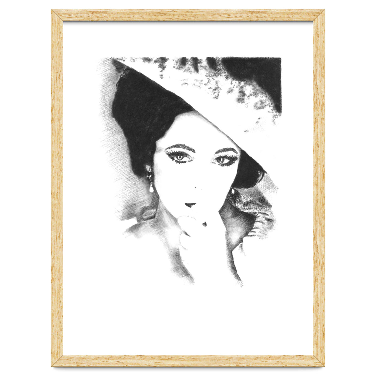 'Liz' - Elizabeth Taylor Charcoal Portrait