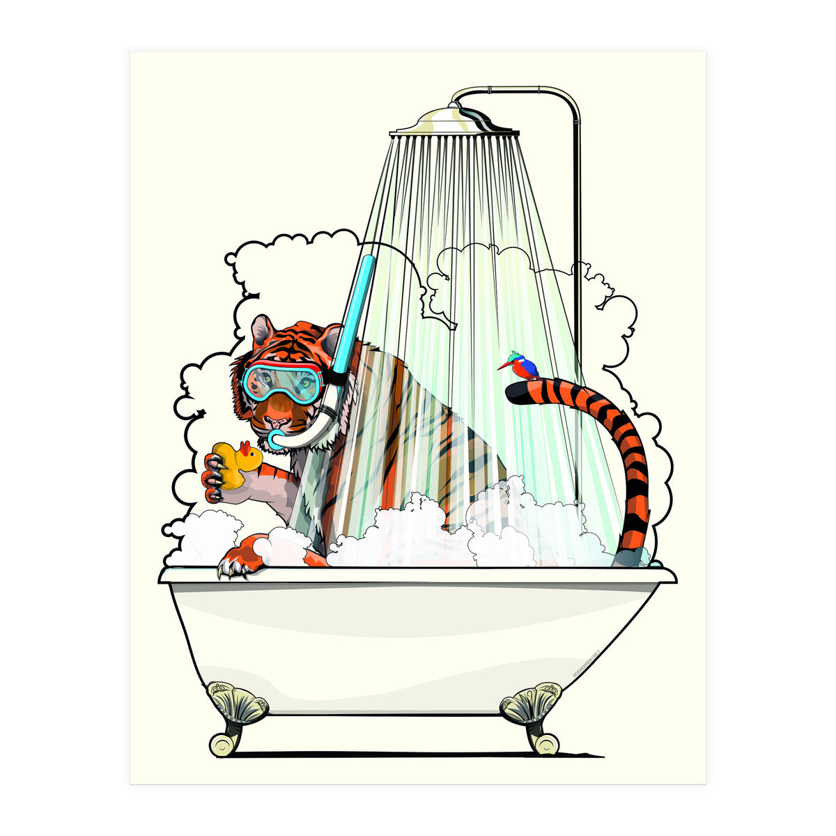 Tiger in the Bath, funny Bathroom Humour (Print Only)