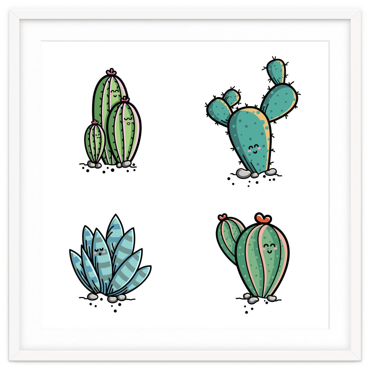 Kawaii Cute Cacti Desert Plants