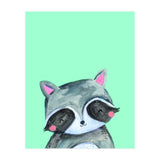 Woodland Racoon On Mint (Print Only) thumbnail