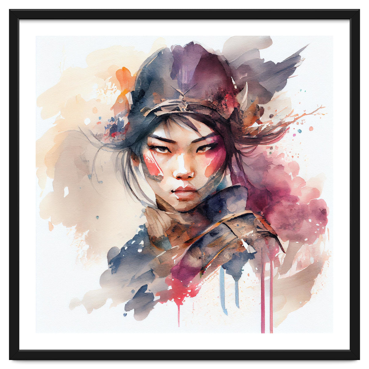Watercolor Asian Warrior Woman #3