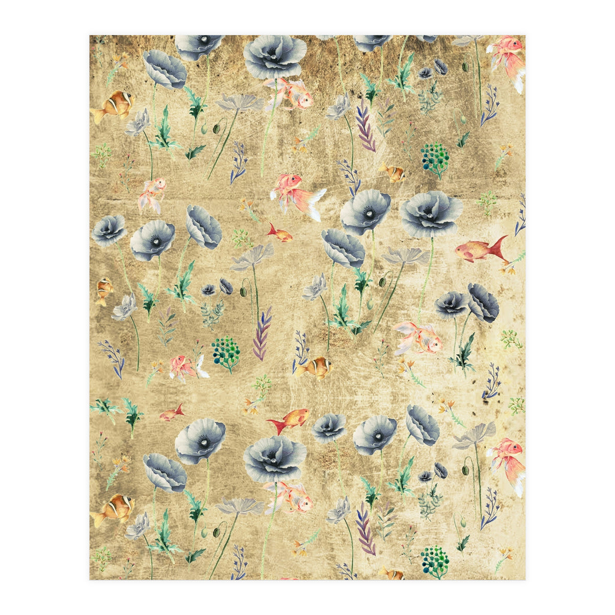 Fishes & Garden #Gold-plated (Print Only)