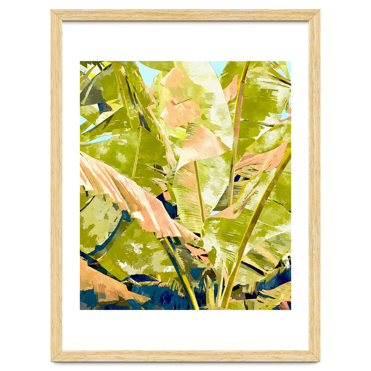 Blush Banana Tree, Tropical Banana Leaves Painting