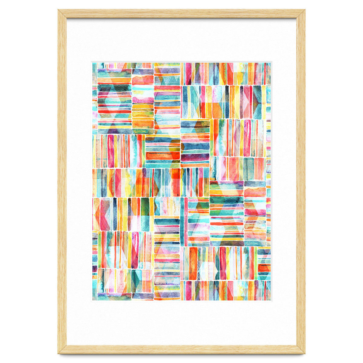 Summer Pastel Geometric and Striped Abstract on white