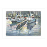 Yachts in the port. Watercolor painting (Print Only) thumbnail