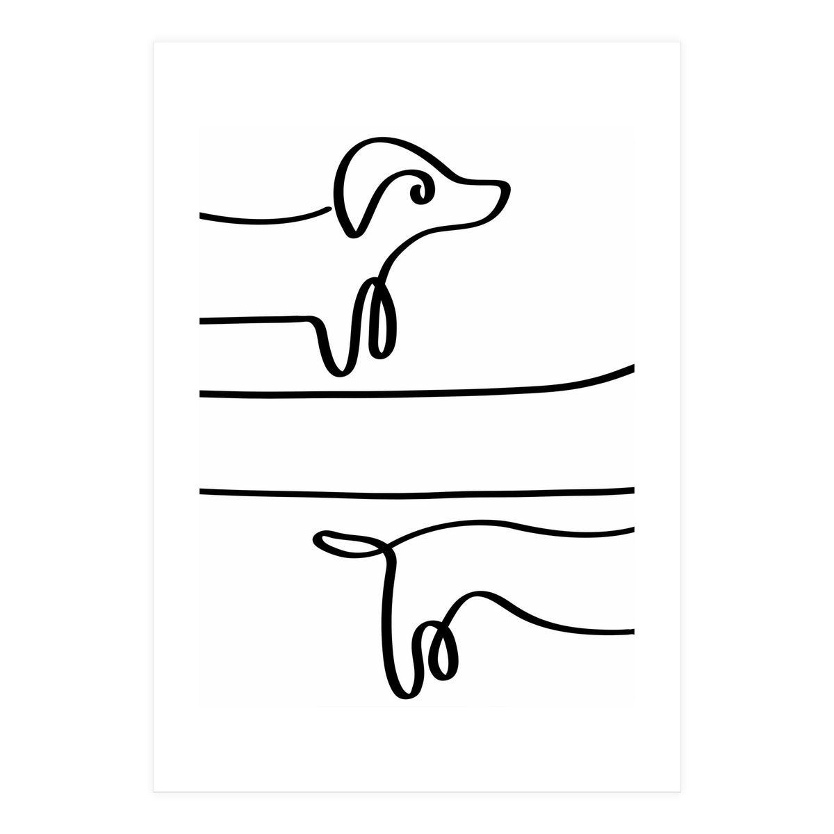 One Line Art Dachshund  (Print Only)