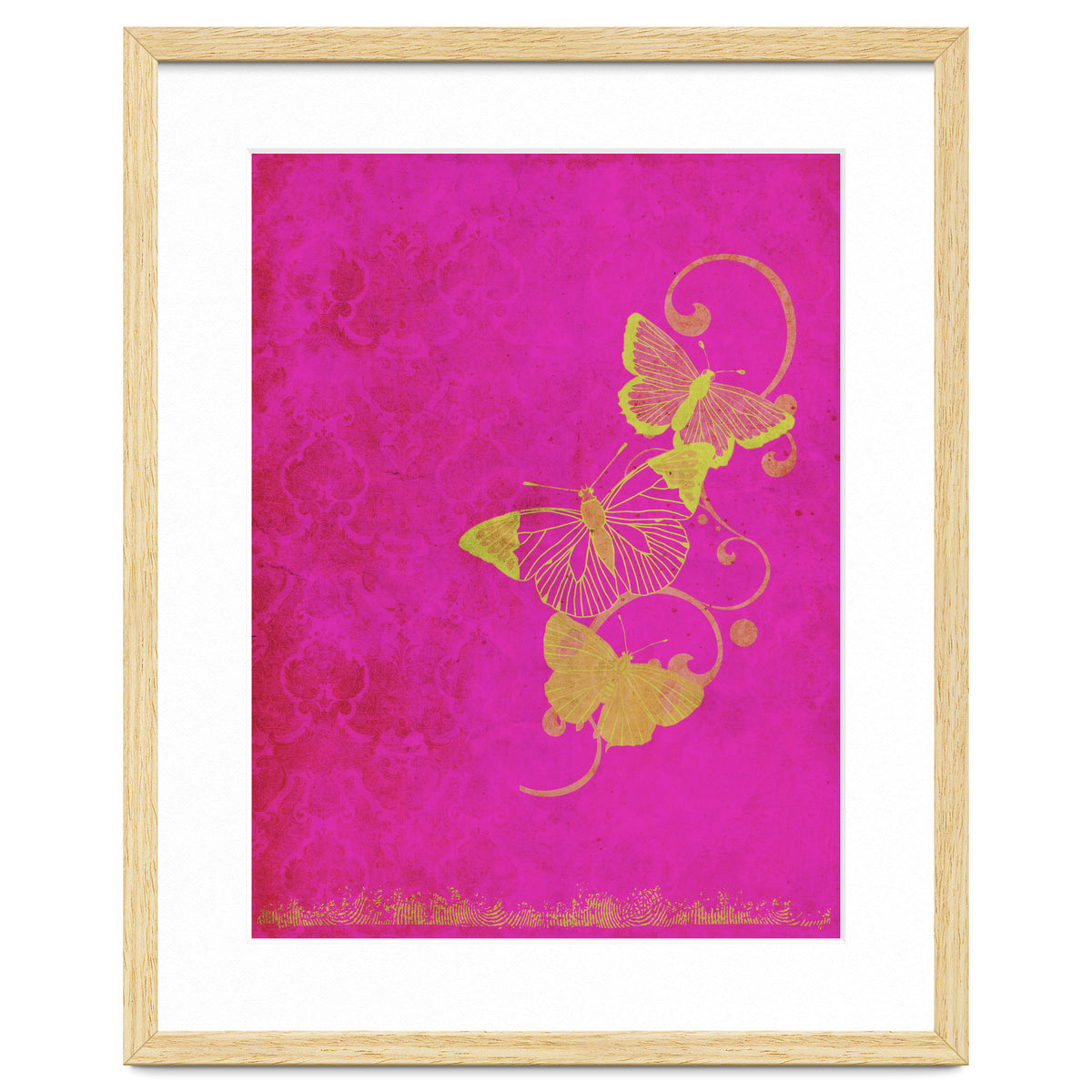 Yellow Butterflies on Pink