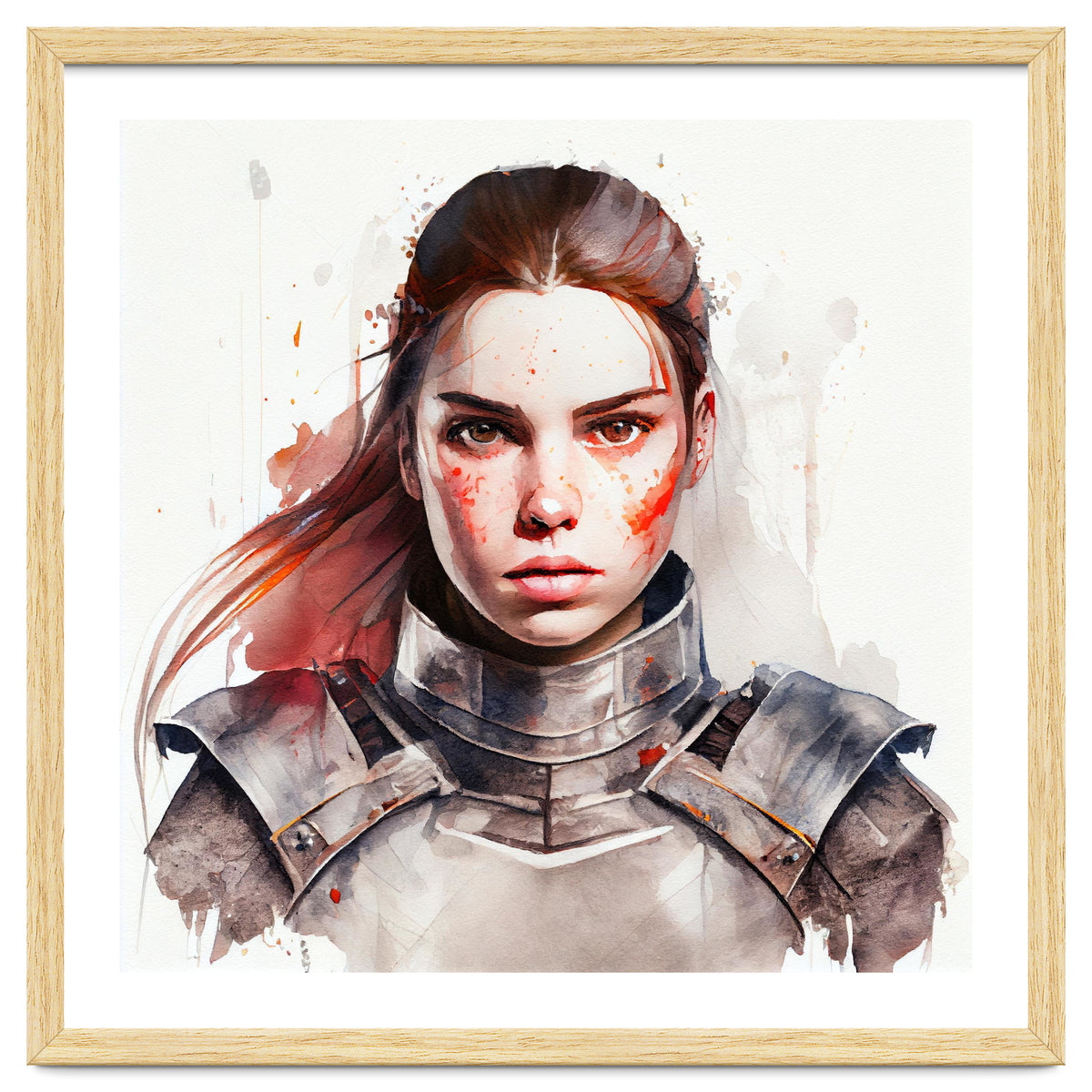 Watercolor Medieval Soldier Woman #2