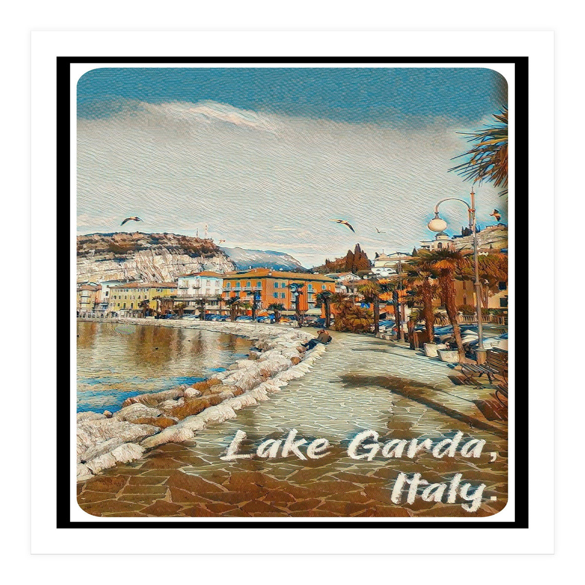 Birds And People On Lake Garda (Print Only)