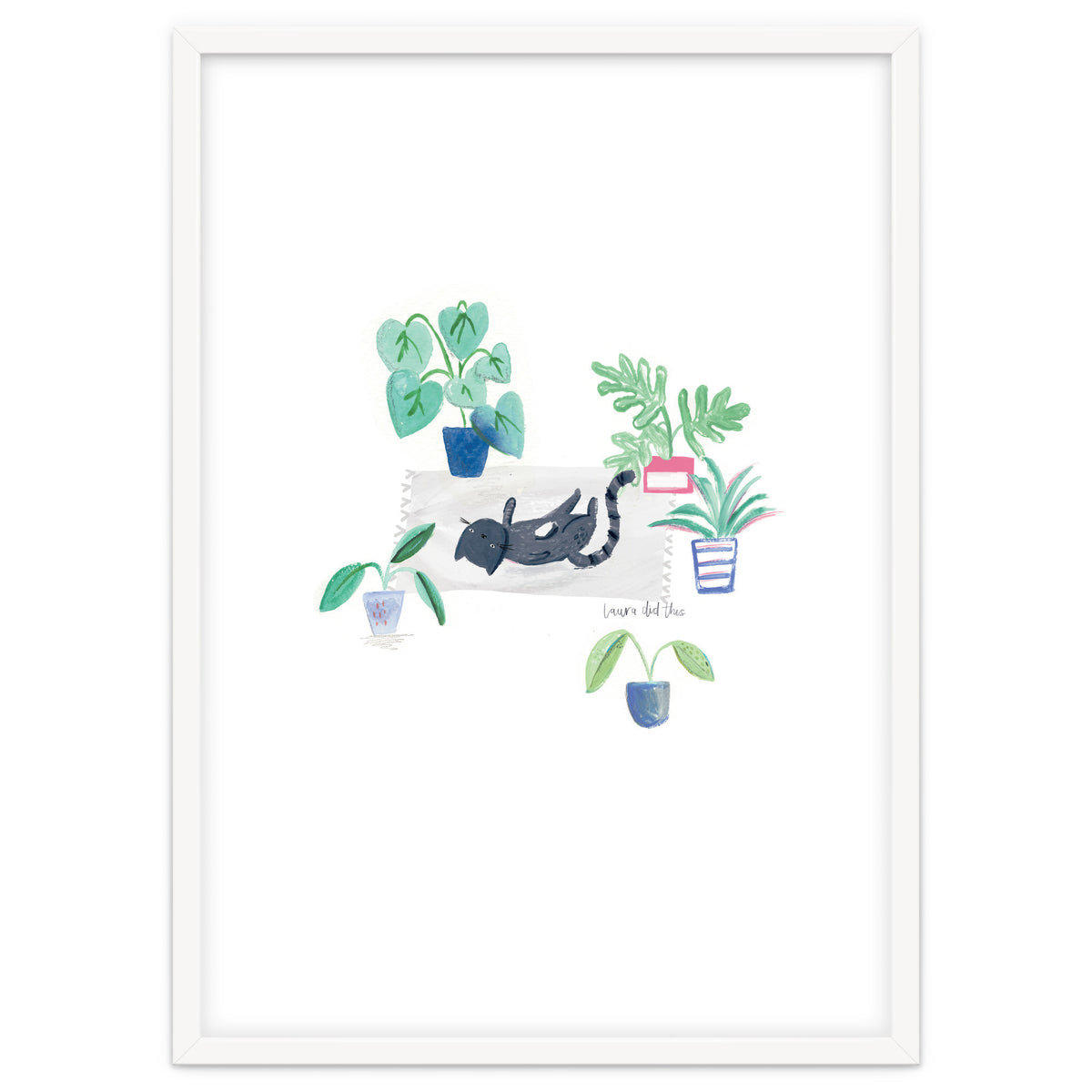 Black Cat And House Plants