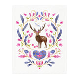 Floral Stag | Pink And Blue (Print Only) thumbnail