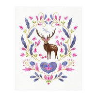 Floral Stag | Pink And Blue (Print Only)