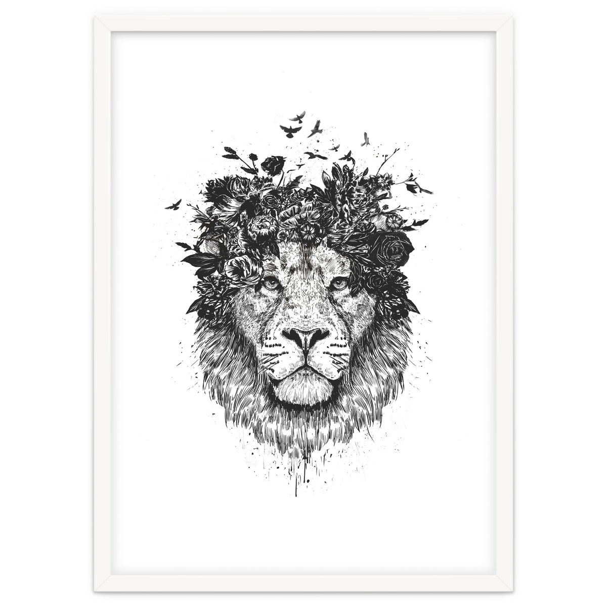 Floral Lion Bw