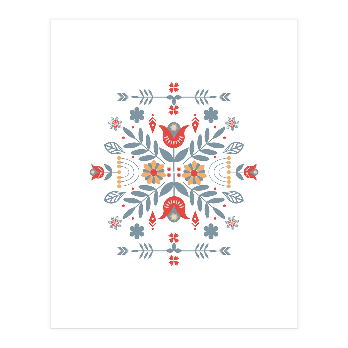 Scandinavian Folk Retro Flower Pattern (Print Only)