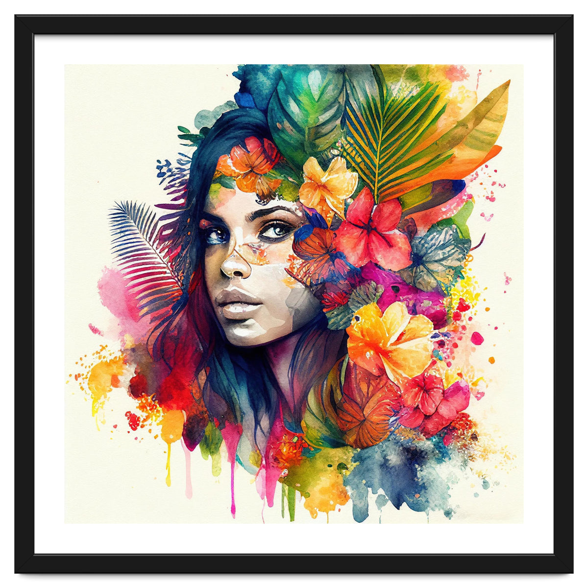 Watercolor Tropical Woman #17