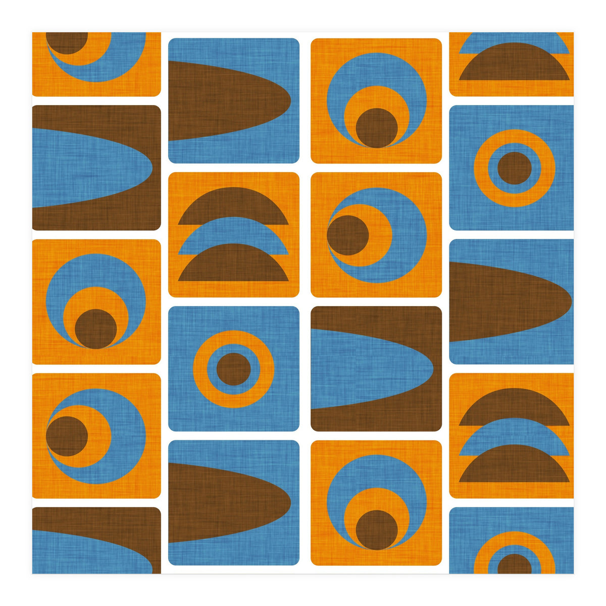 70s Cube Geo Orange Blue  (Print Only)
