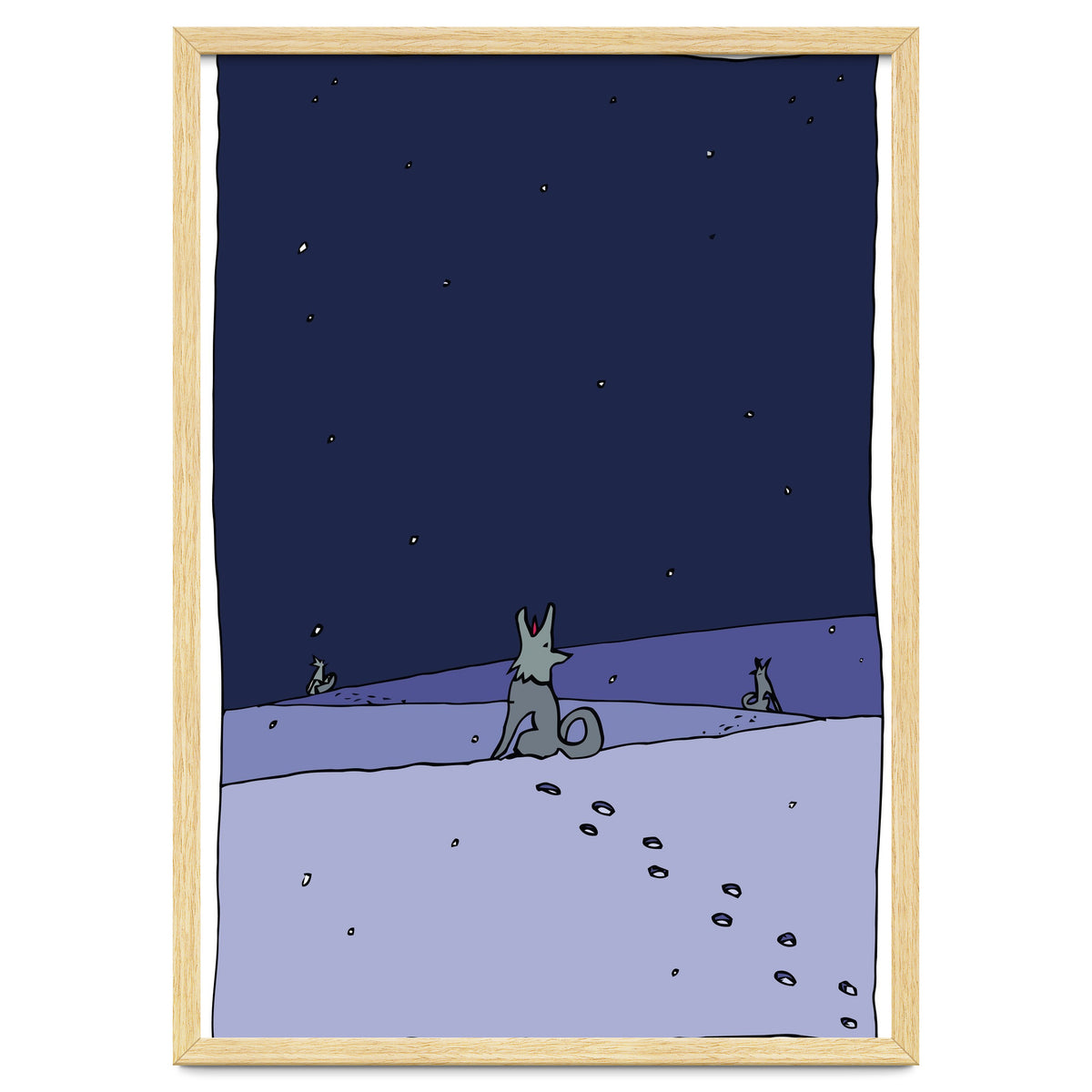 Dogs in Winter Night