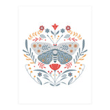 Scandinavian Folk Art: Butterfly & Flowers (Print Only) thumbnail