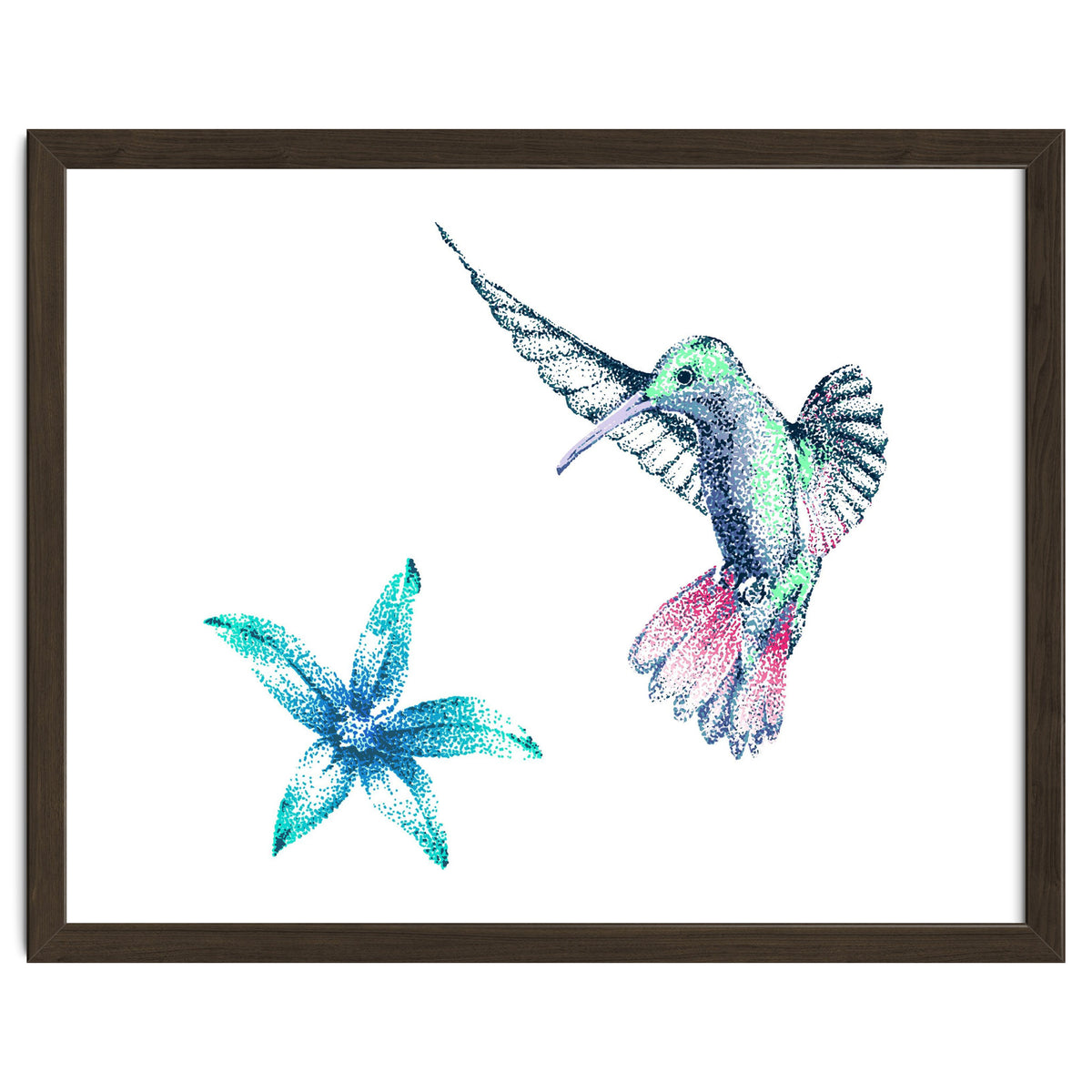Green Hummingbird And Tropical Flower