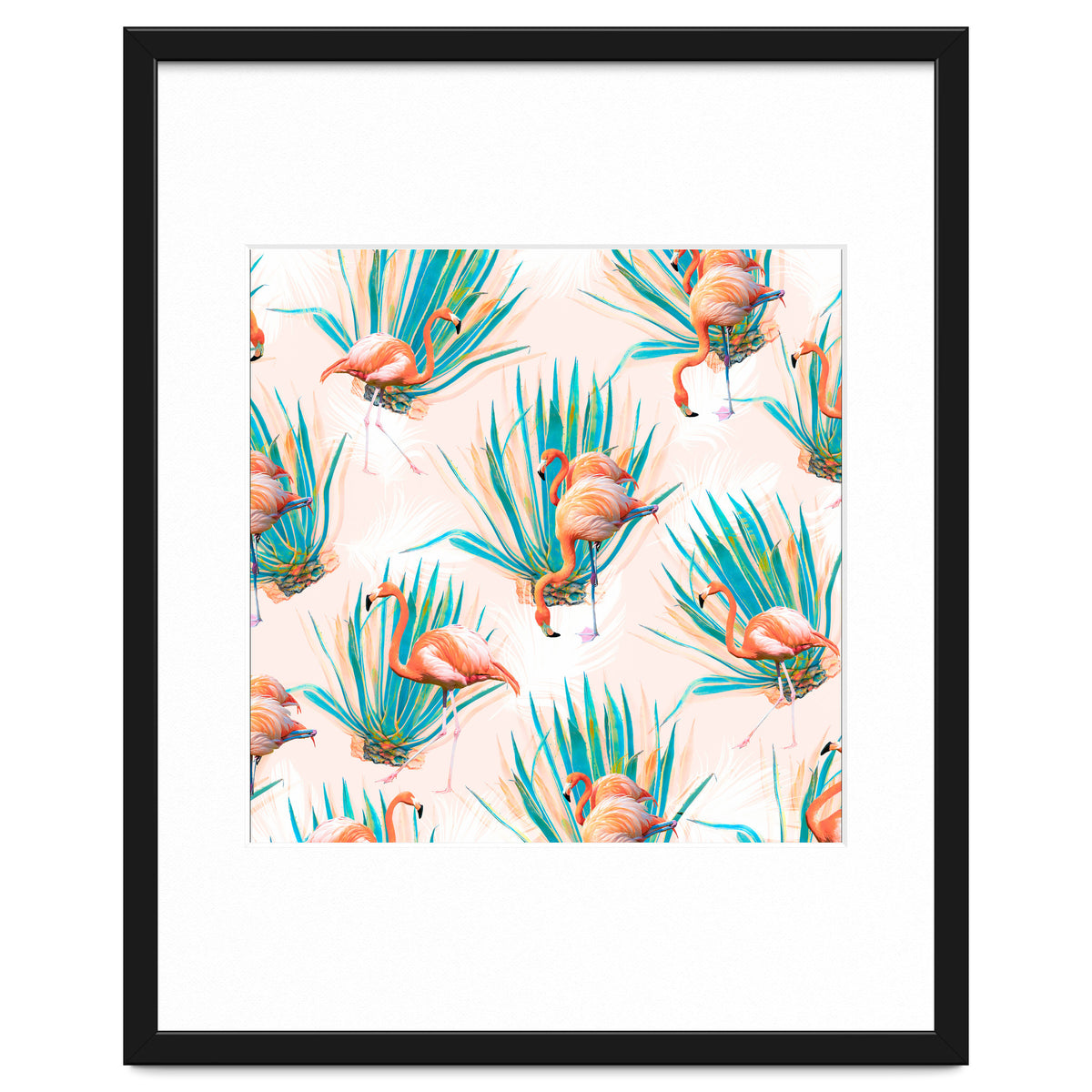 Anaglyph Flamingos with cactus