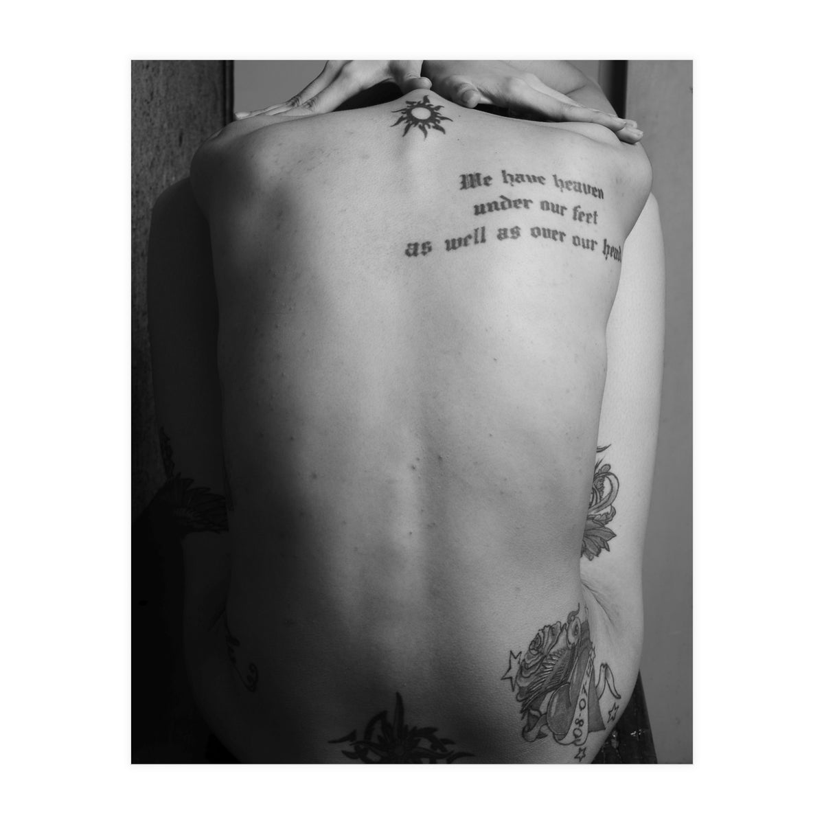 Naked body with saying as tattoo (Print Only)