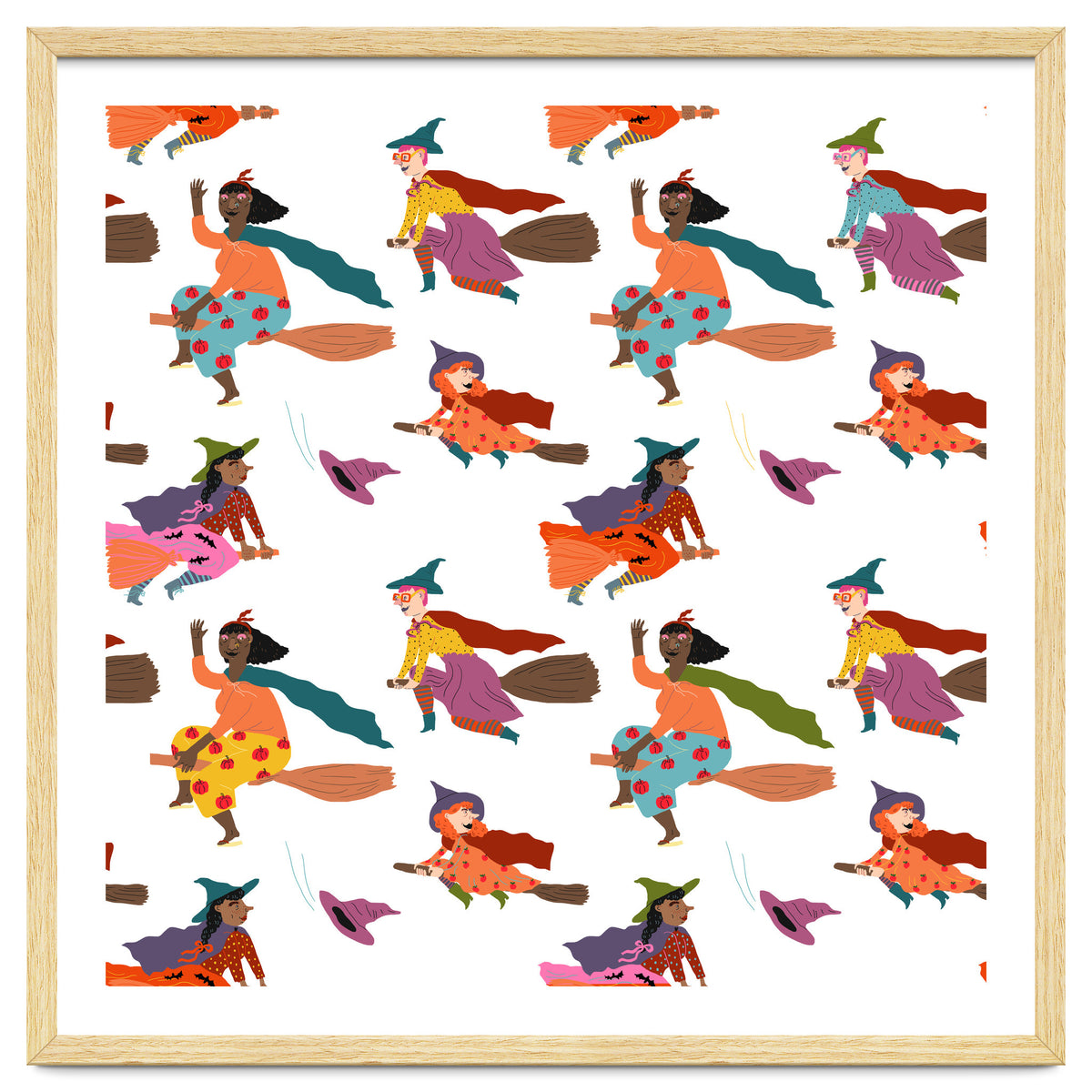 Tiny Witches Pattern (white Backgrownd)