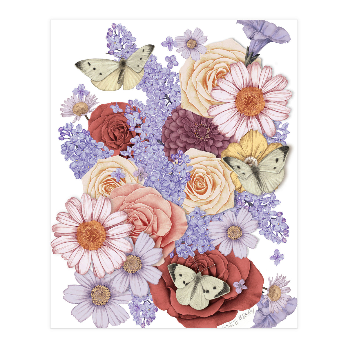 Flowers and Butterflies (Print Only)