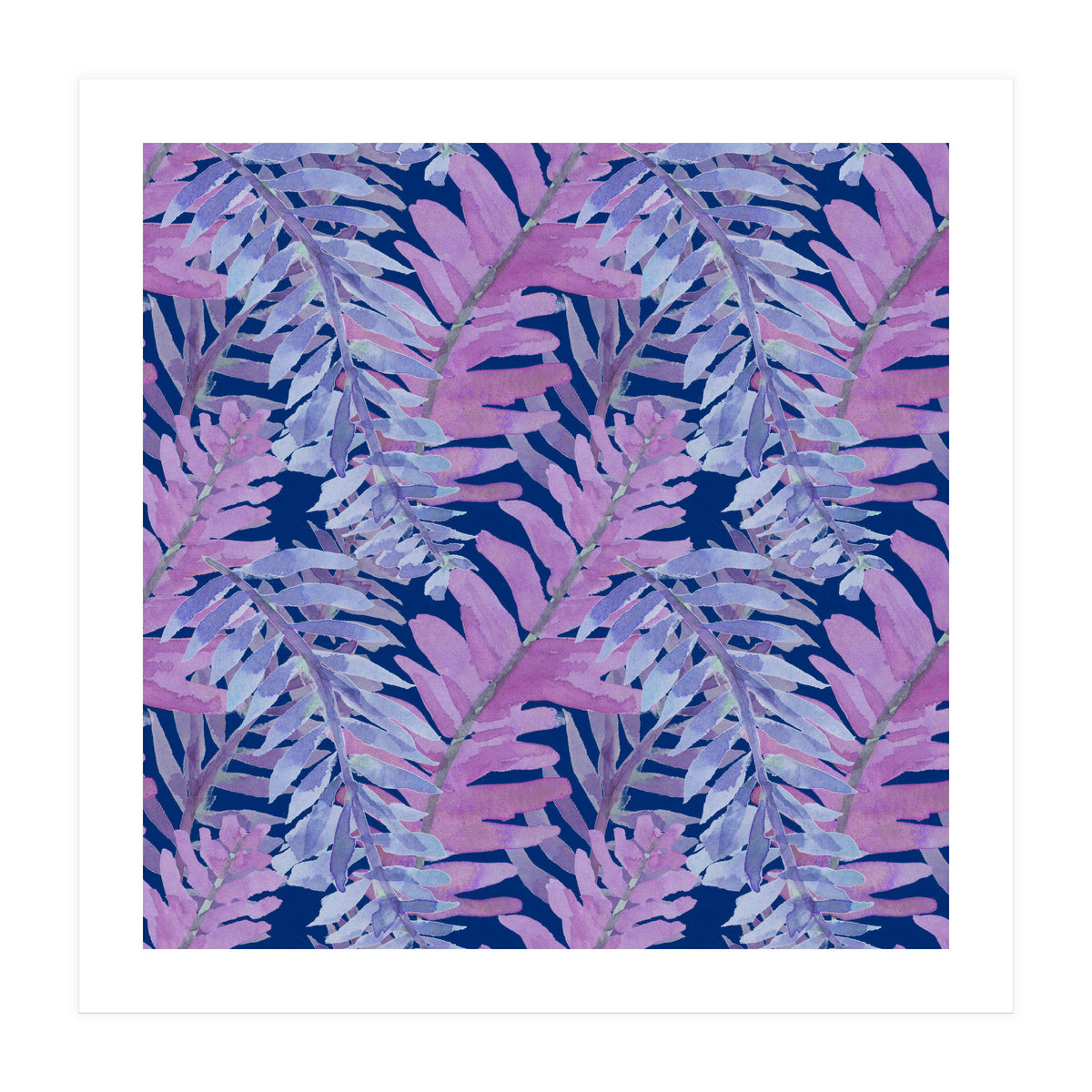 Woodland Ferns in Blue (Print Only)