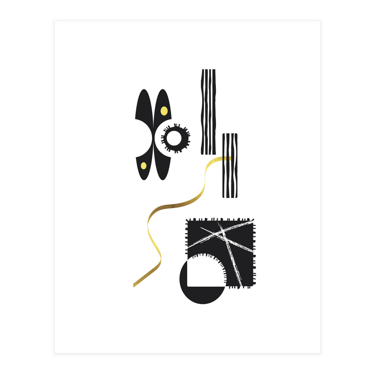 Black & White Abstract No. 3 | gold (Print Only)