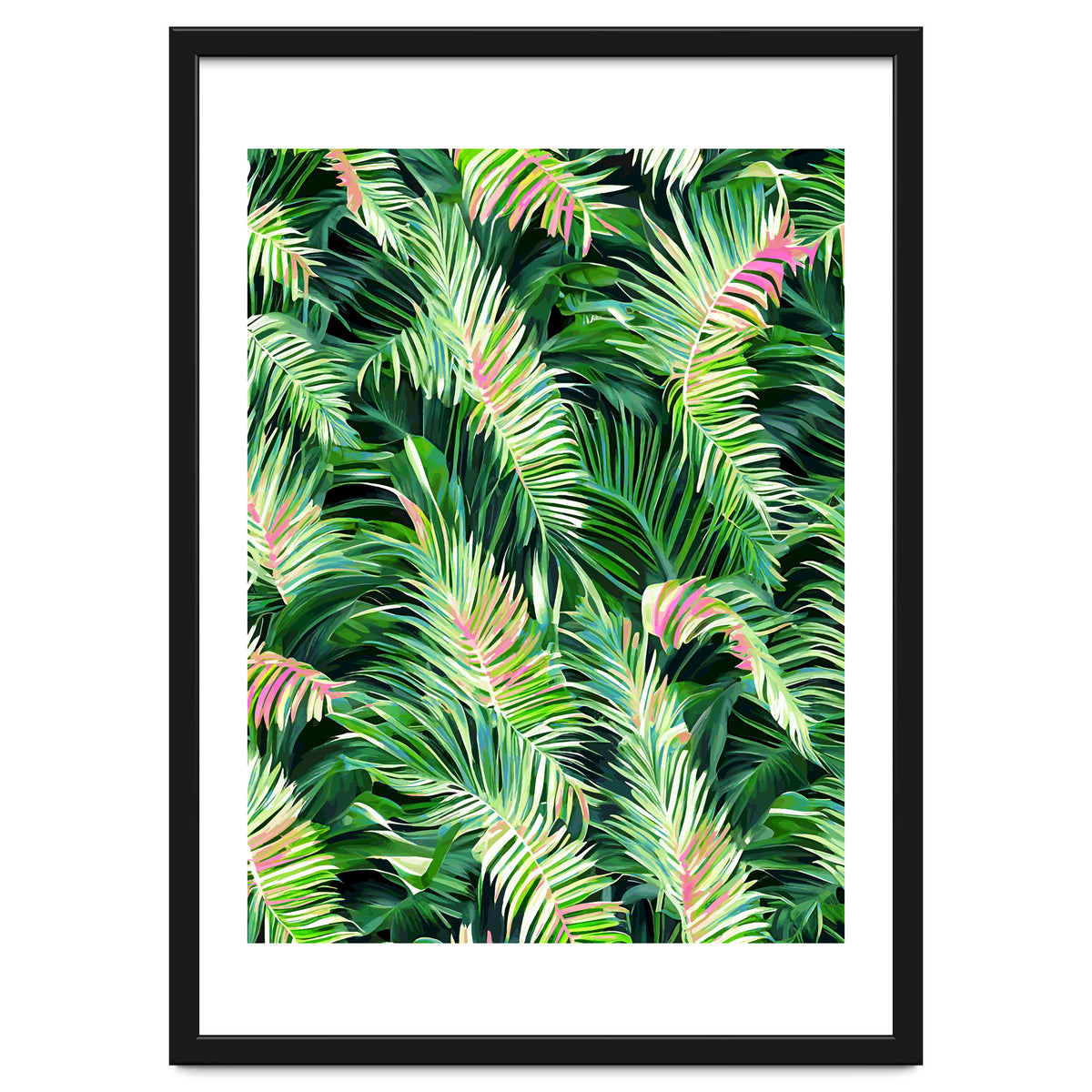 Palm & Peace Art Print, Tropical Botanical Jungle Canvas Print, Nature Painting Plants Forest Poster