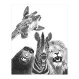 Black and White Jungle Animal Friends (Print Only) thumbnail